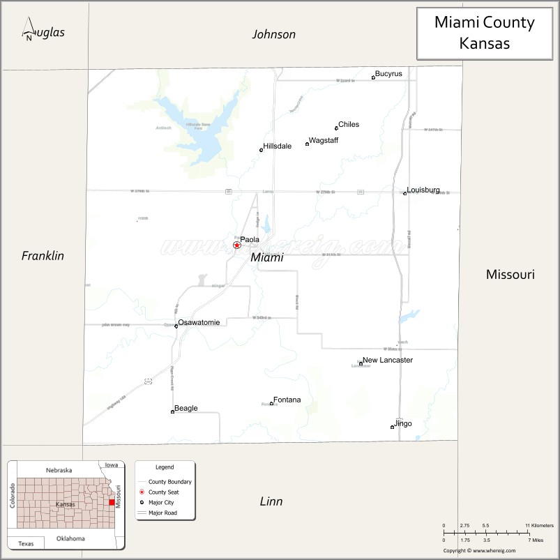 Map of Miami County, Kansas