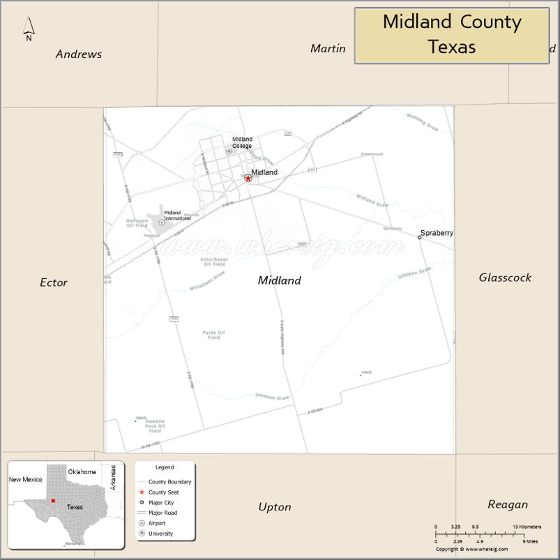 Map of Midland County, Texas