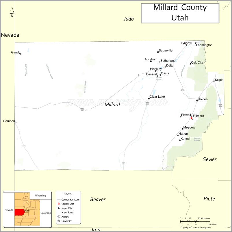 Map of Millard County, Utah