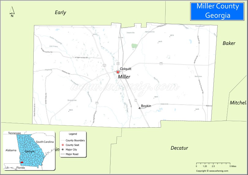 Map of Miller County, Georgia