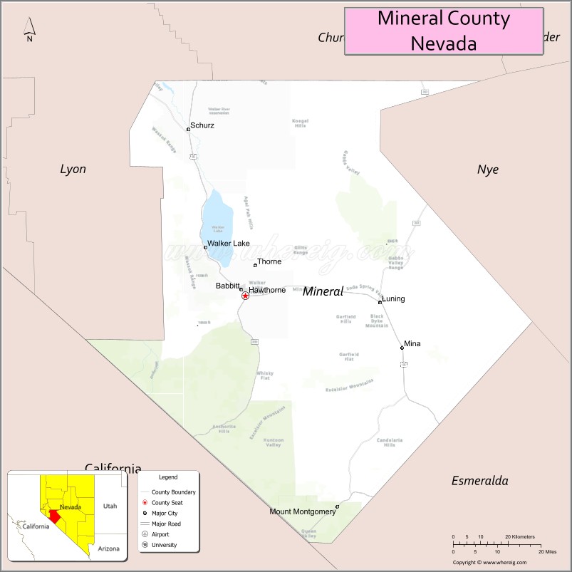 Map of Mineral County, Nevada