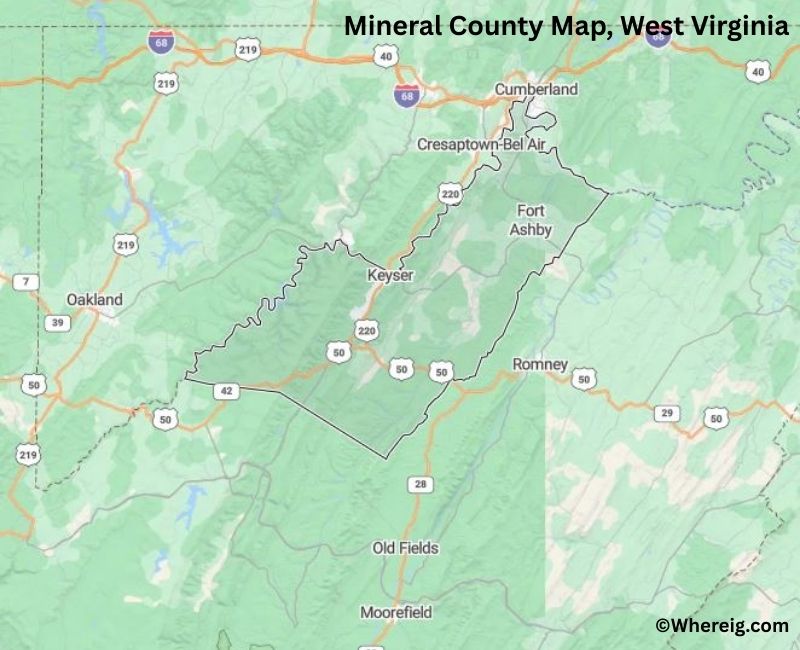 Map of Mineral County, West Virginia