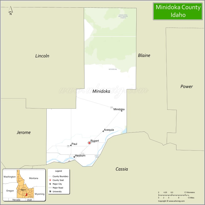Map of Minidoka County, Idaho