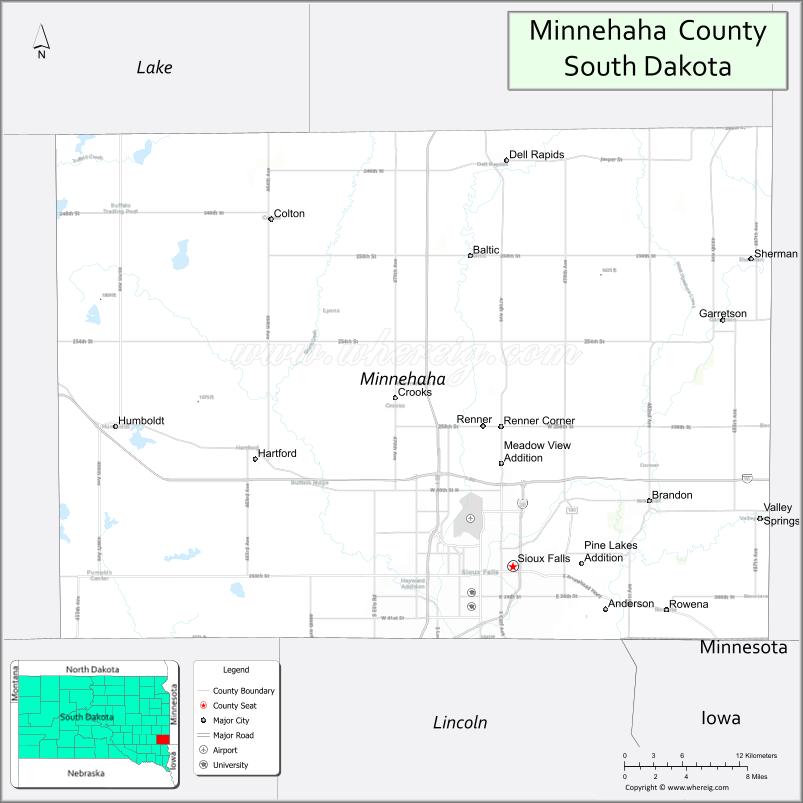 Map of Minnehaha County, South Dakota