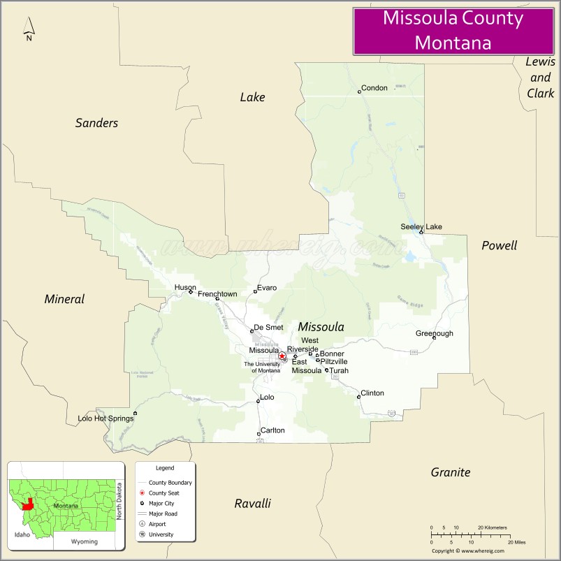 Map of Missoula County, Montana