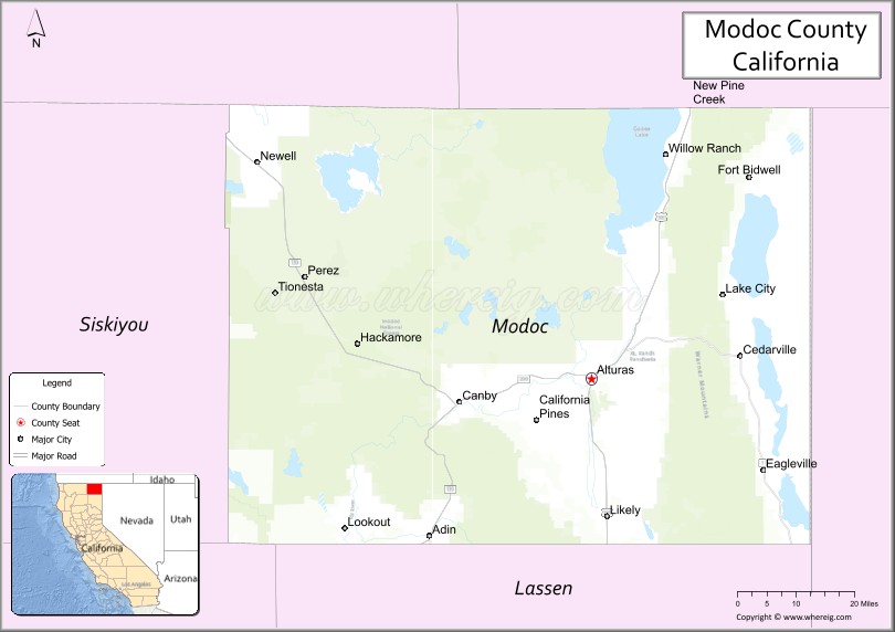 Map of Modoc County, California