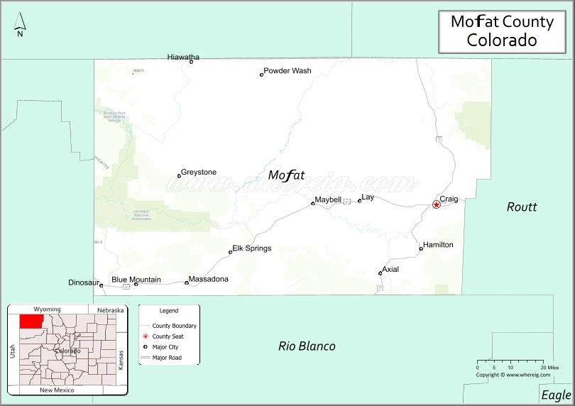 Map of Moffat County, Colorado