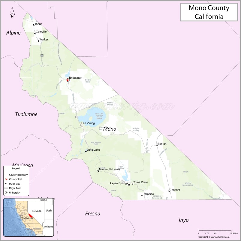 Map of Mono County, California