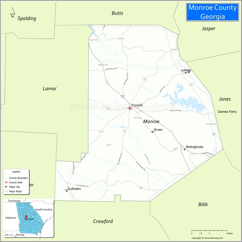 Map of Monroe County, Georgia