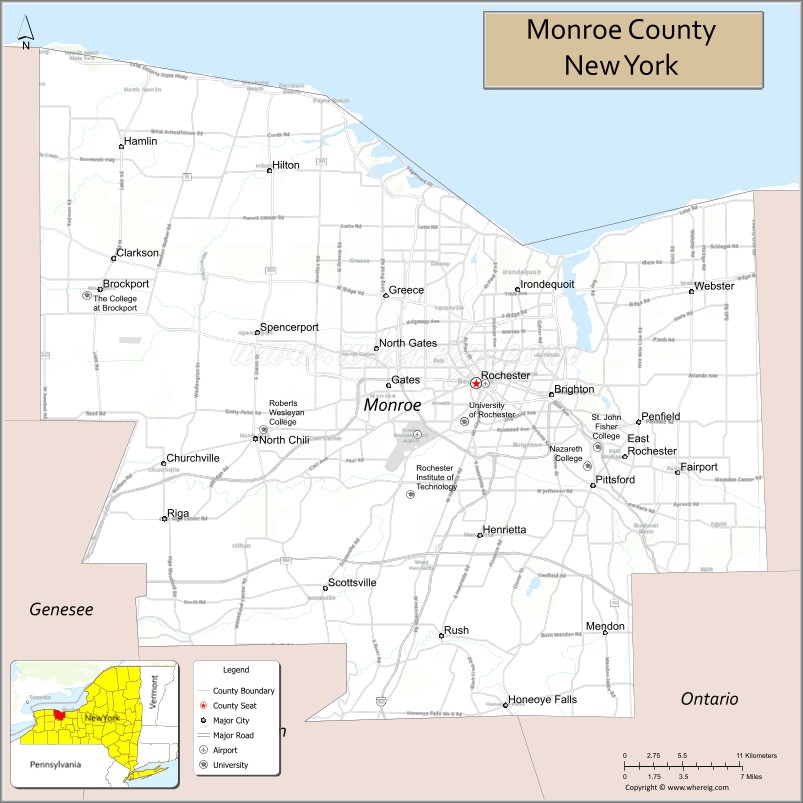 Map of Monroe County, New York