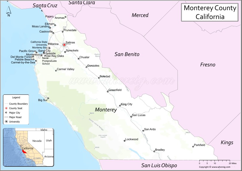 Map of Monterey County, California
