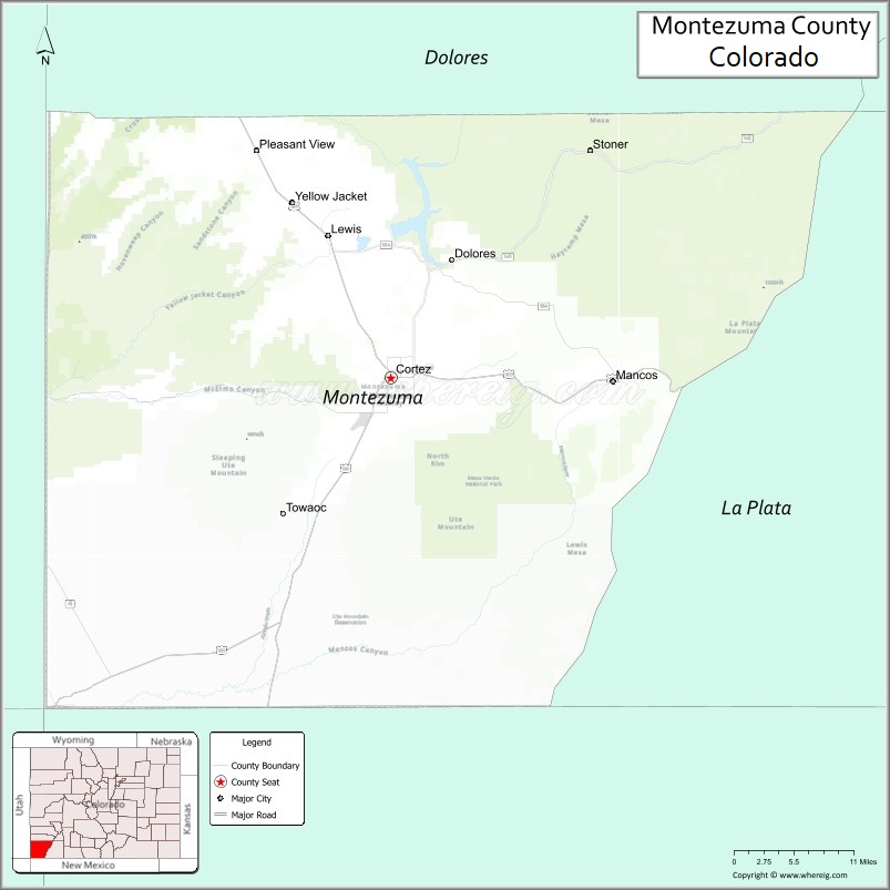 Map of Montezuma County, Colorado