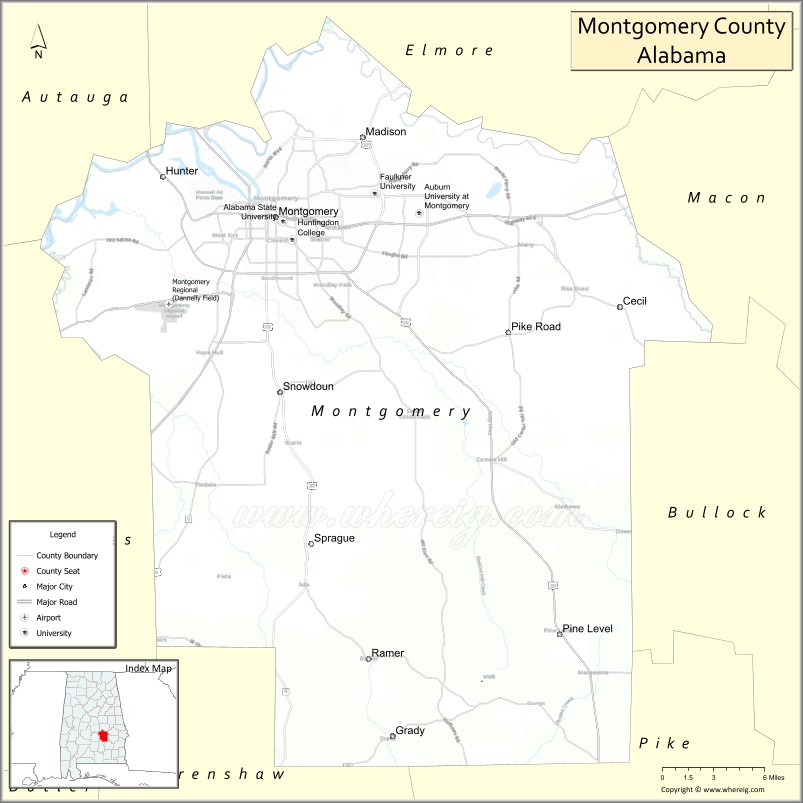 Map of Montgomery County, Alabama