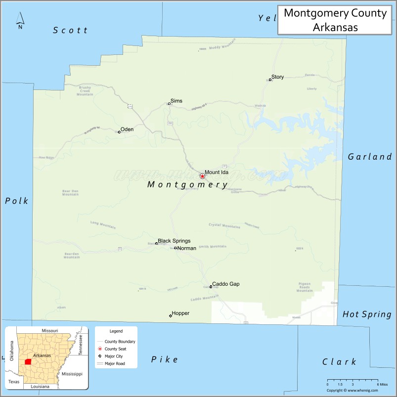 Map of Montgomery County, Arkansas