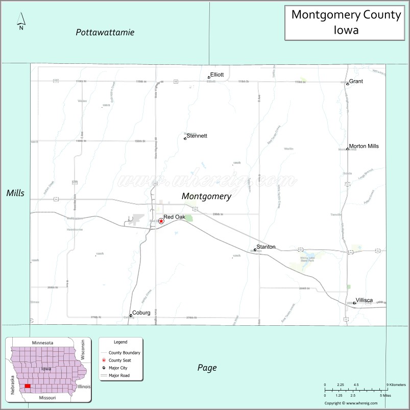 Map of Montgomery County, Iowa
