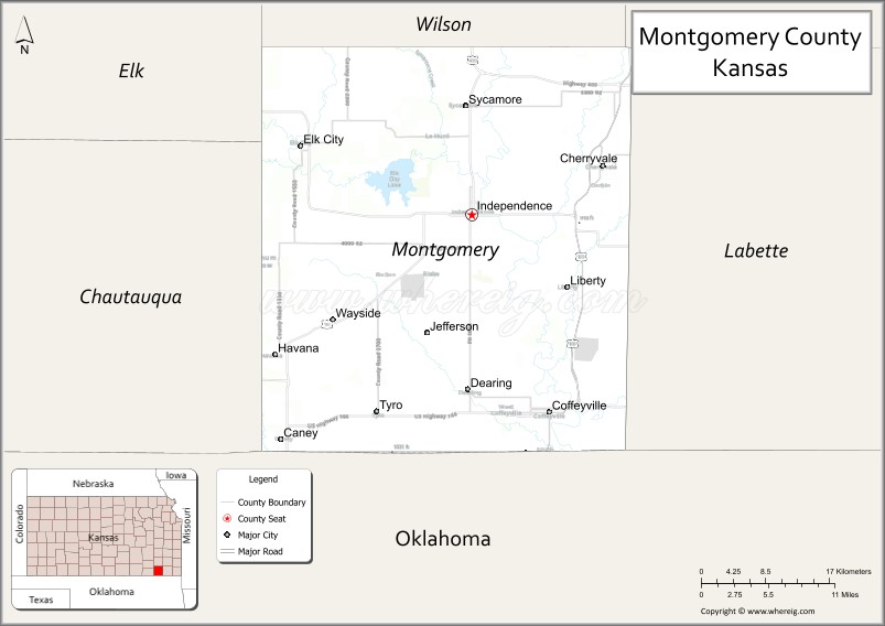 Map of Montgomery County, Kansas