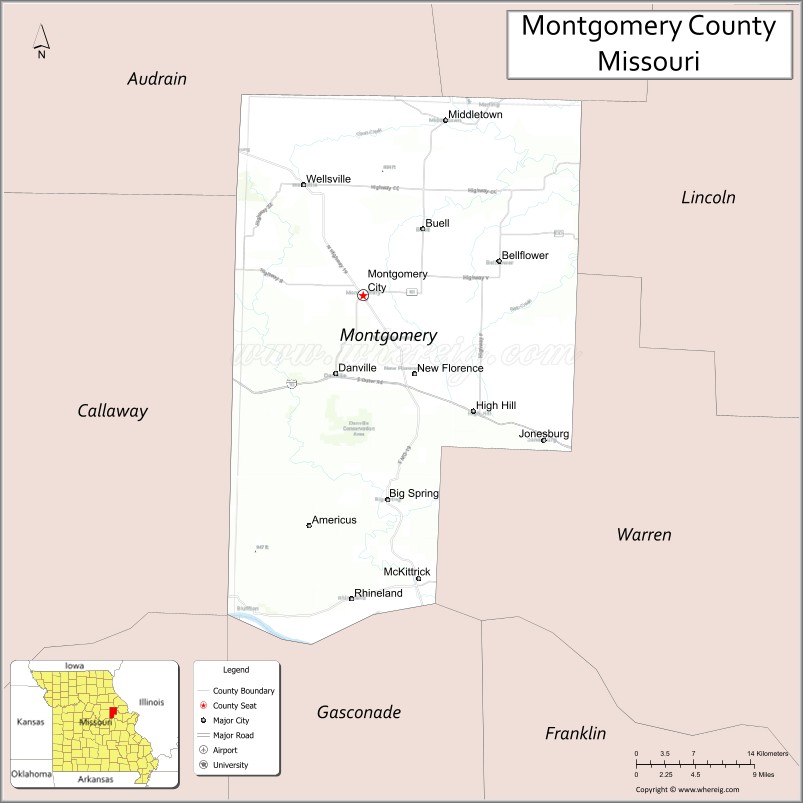 Map of Montgomery County, Missouri