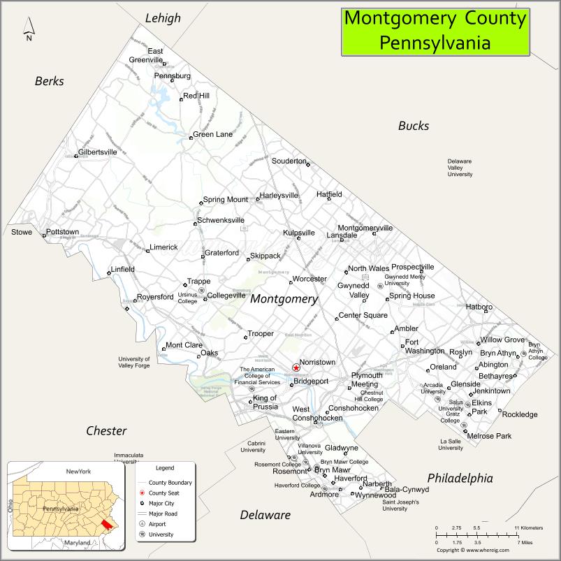 Map of Montgomery County, Pennsylvania