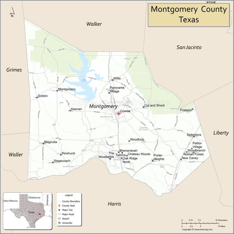 Map of Montgomery County, Texas