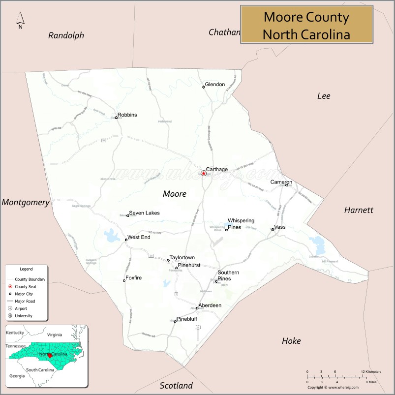 Map of Moore County, North Carolina