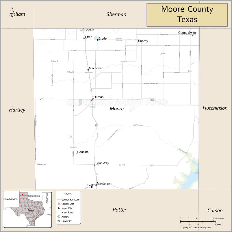 Map of Moore County, Texas