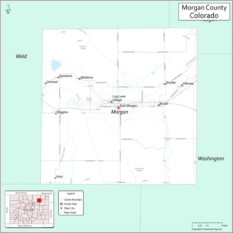 Map of Morgan County, Colorado