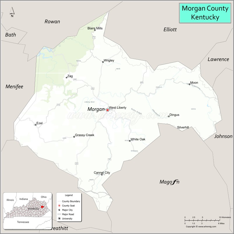 Map of Morgan County, Kentucky