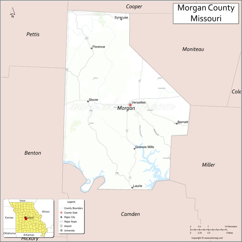 Map of Morgan County, Missouri