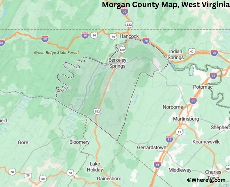 Map of Morgan County, West Virginia
