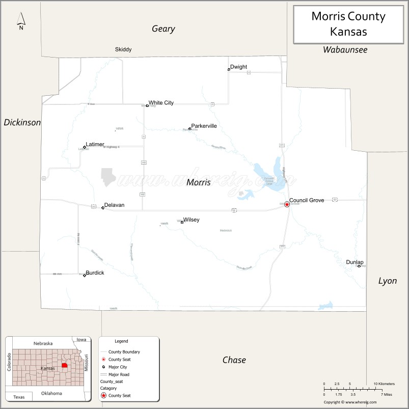 Map of Morris County, Kansas
