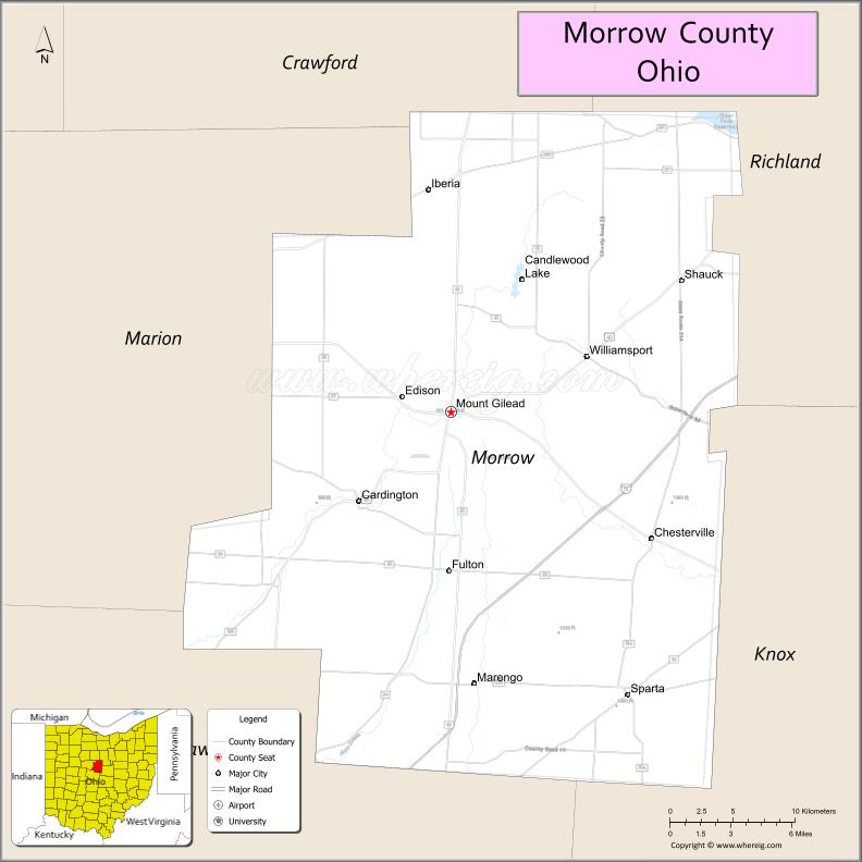 Map of Morrow County, Ohio
