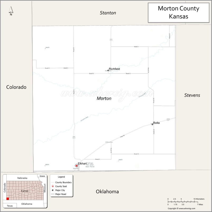 Map of Morton County, Kansas