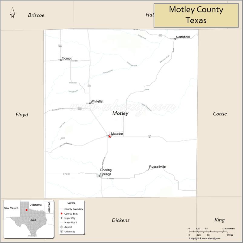 Map of Motley County, Texas