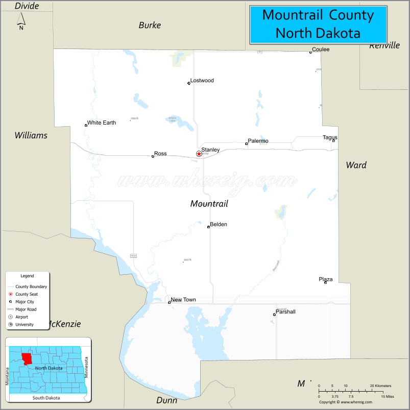 Map of Mountrail County, North Dakota