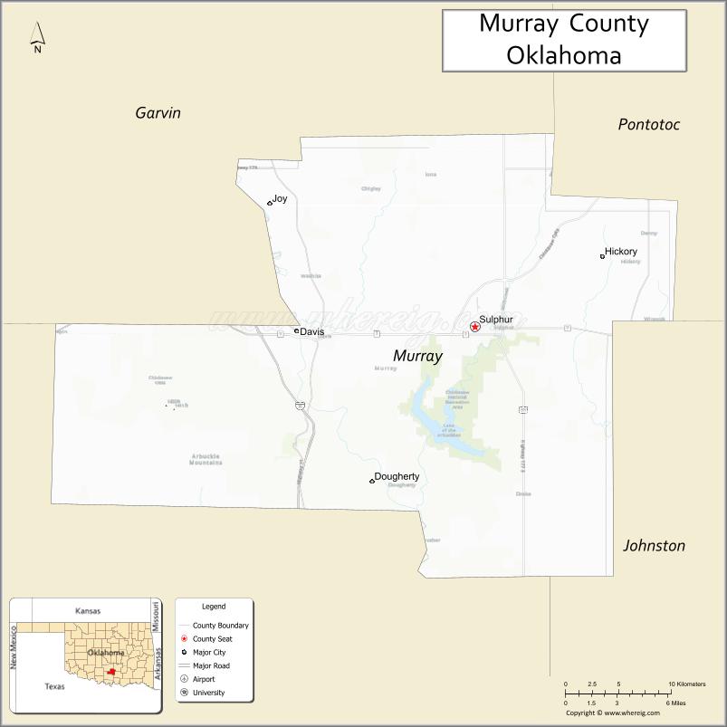 Map of Murray County, Oklahoma