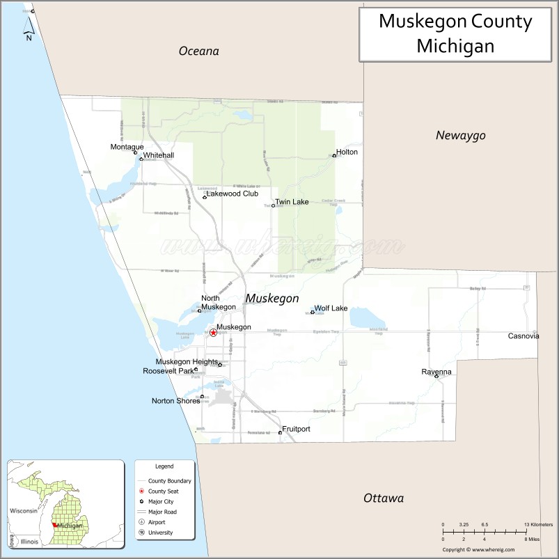 Map of Muskegon County, Michigan
