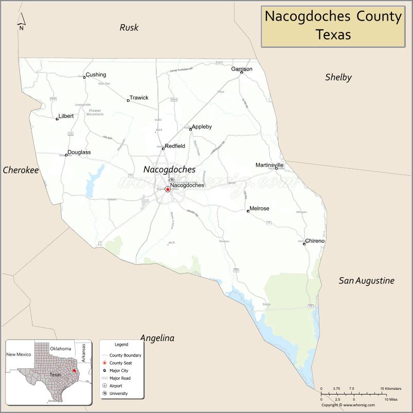 Map of Nacogdoches County, Texas