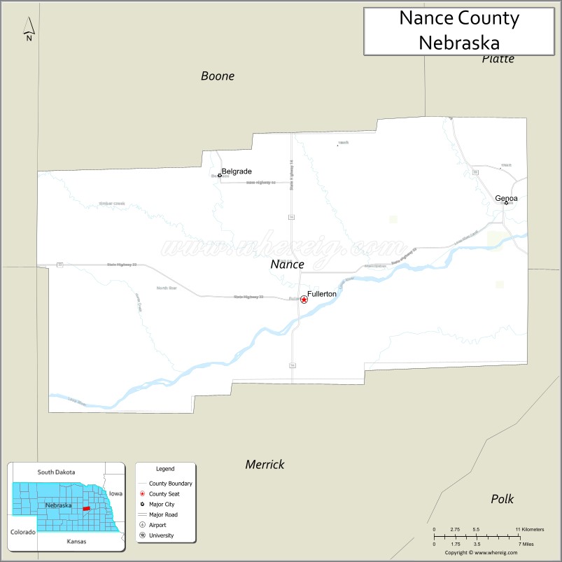 Map of Nance County, Nebraska