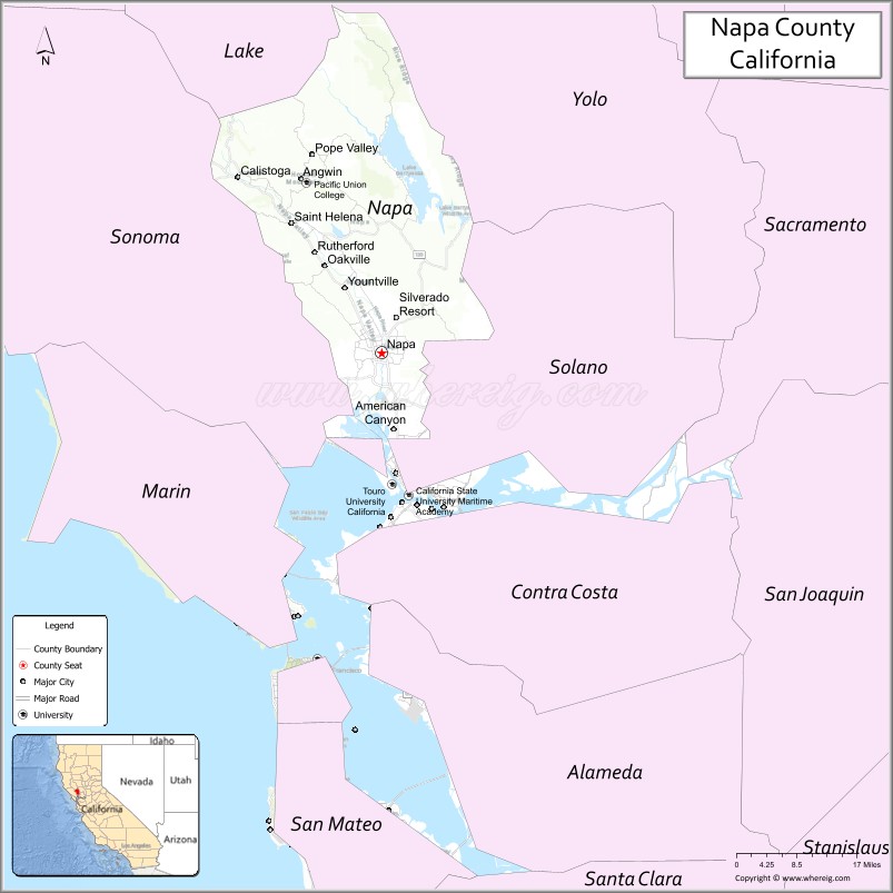 Map of Napa County, California