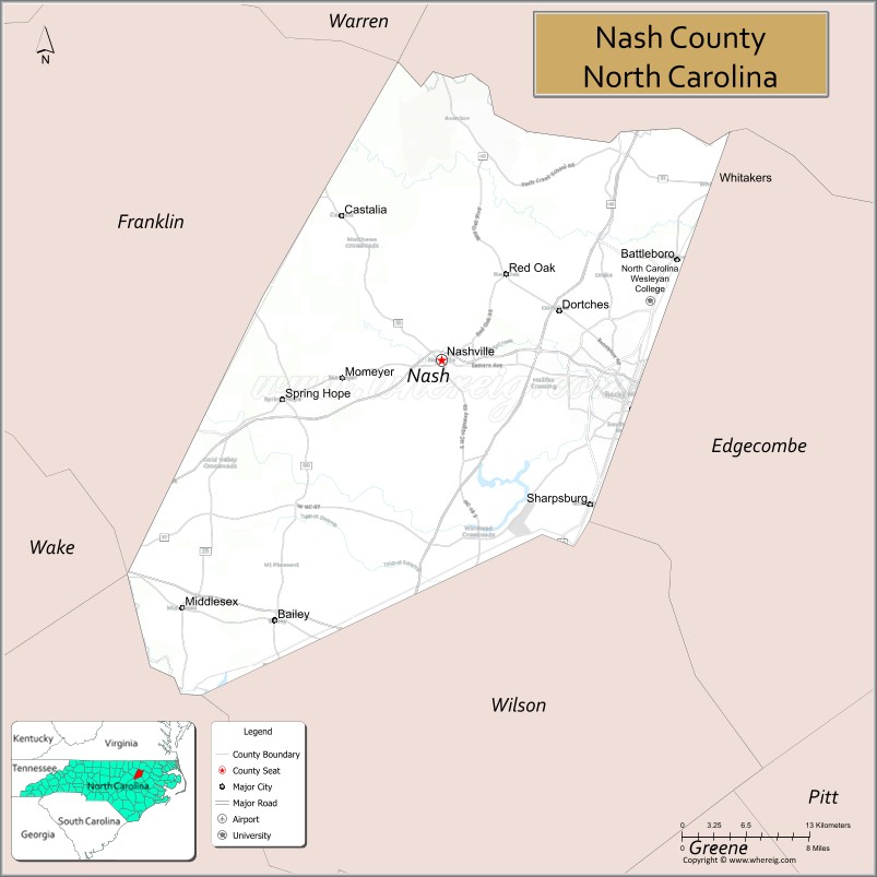 Map of Nash County, North Carolina