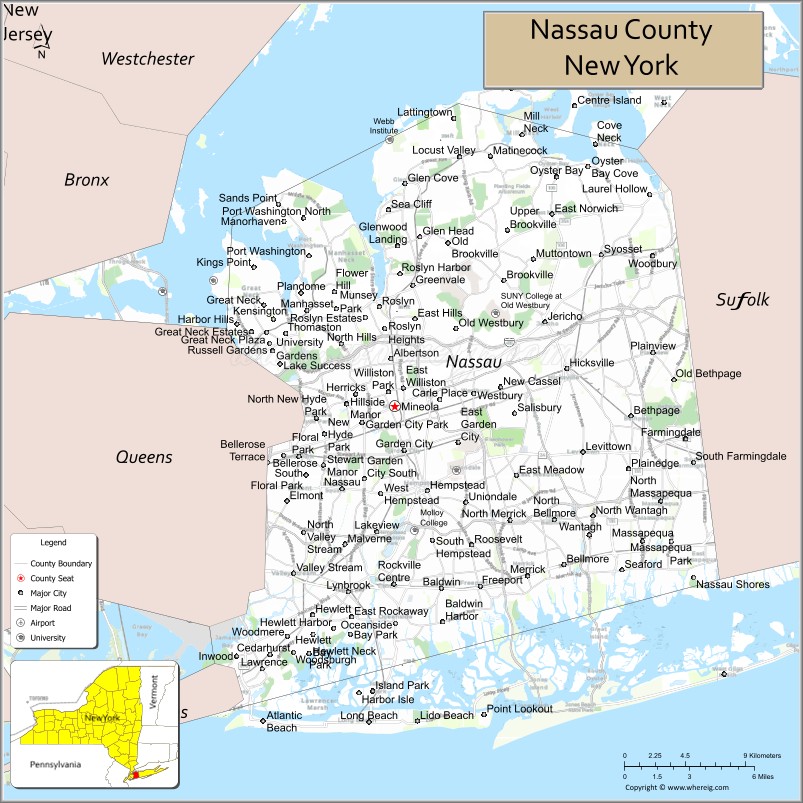 Map of Nassau County, New York