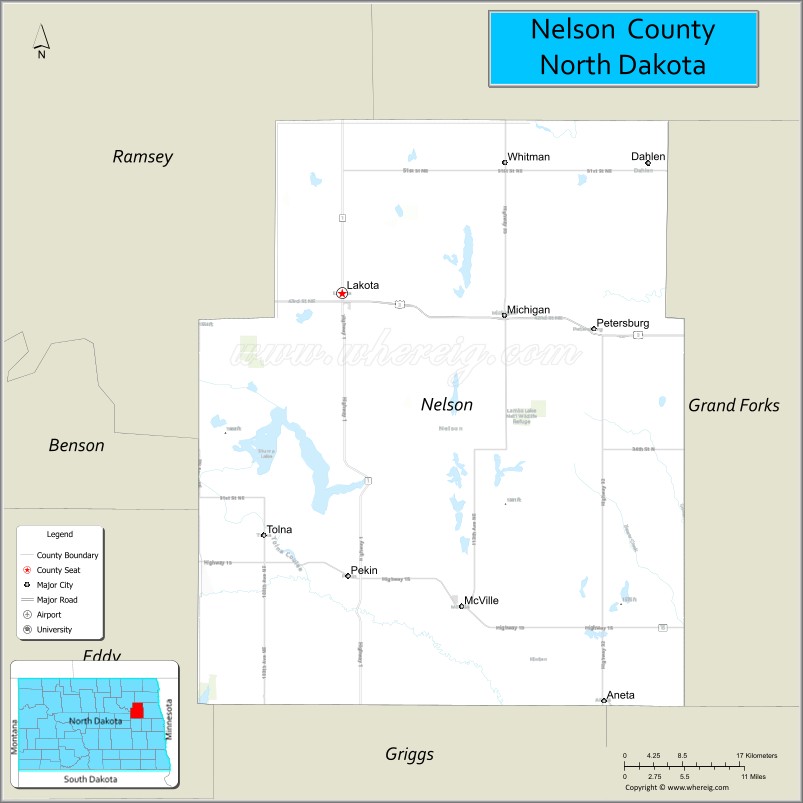 Map of Nelson County, North Dakota
