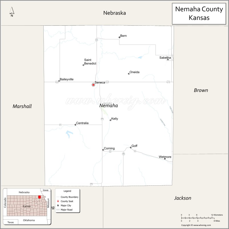 Map of Nemaha County, Kansas