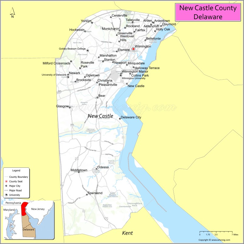 Map of New Castle County, Delaware