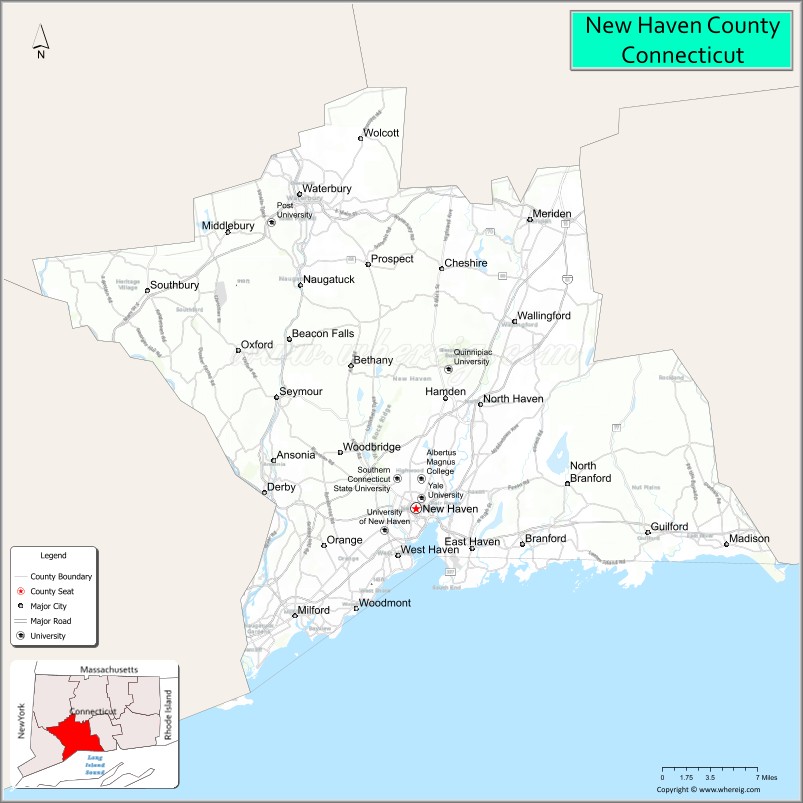 Map of New Haven County, Connecticut