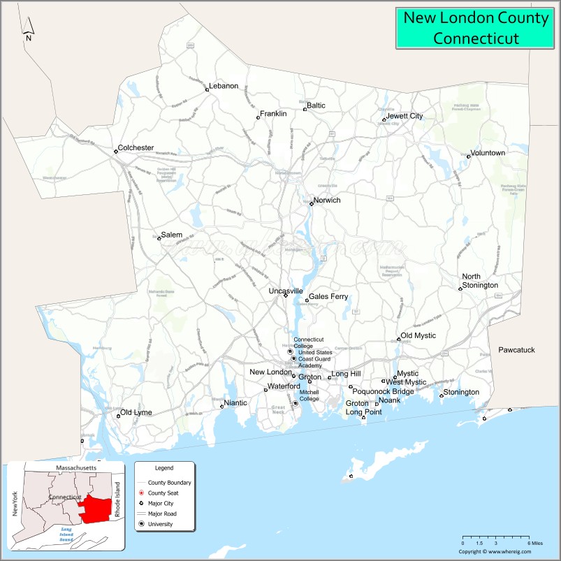 Map of New London County, Connecticut