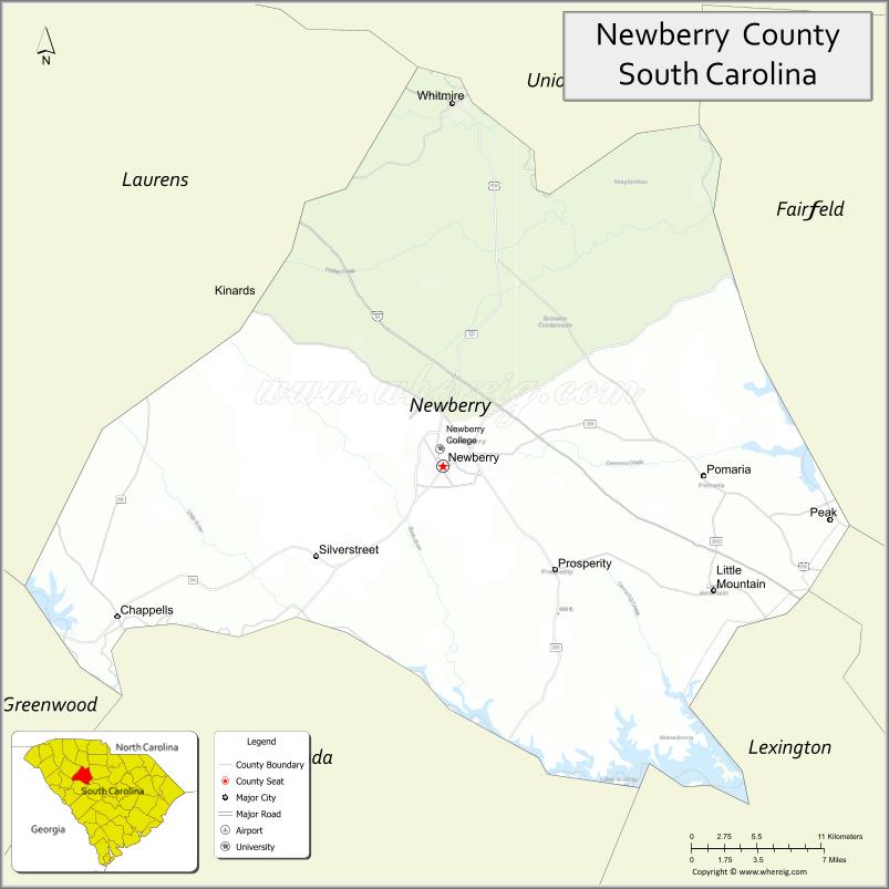 Map of Newberry County, South Carolina