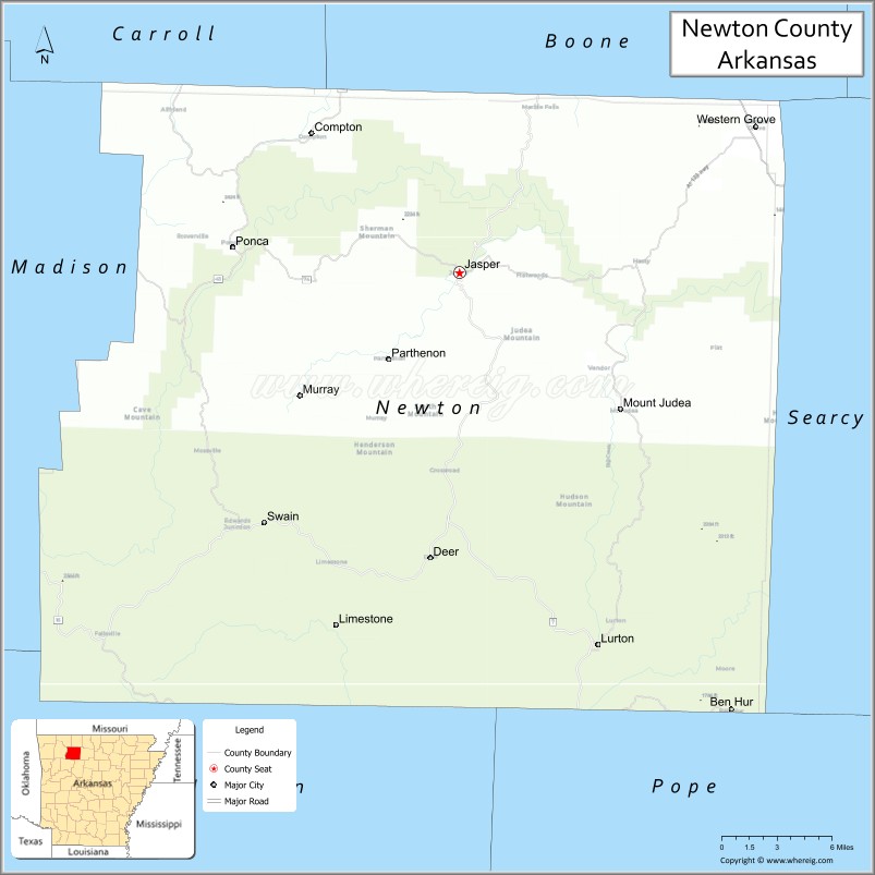 Map of Newton County, Arkansas