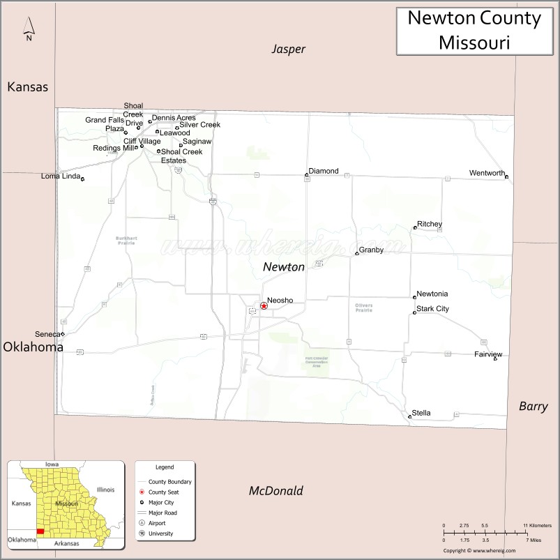 Map of Newton County, Missouri