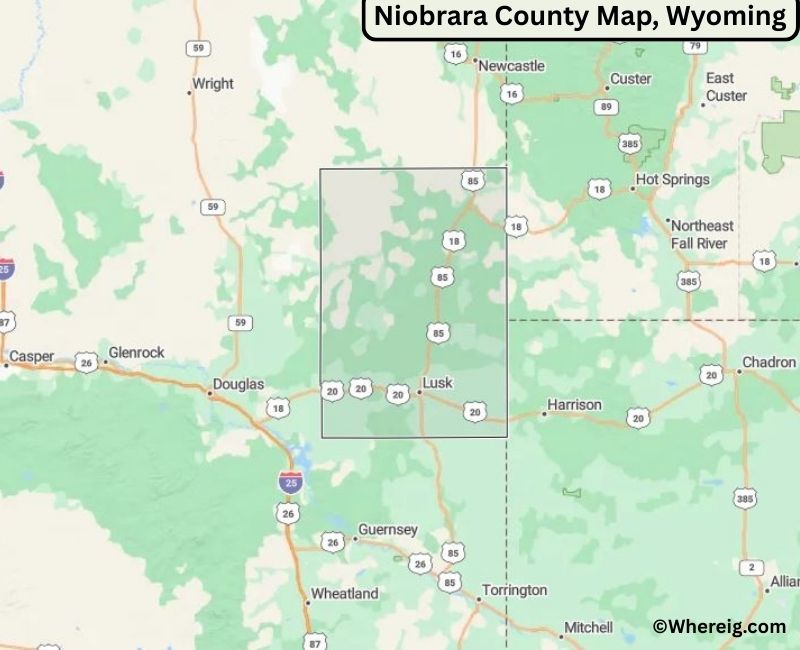 Map of Niobrara County, Wyoming